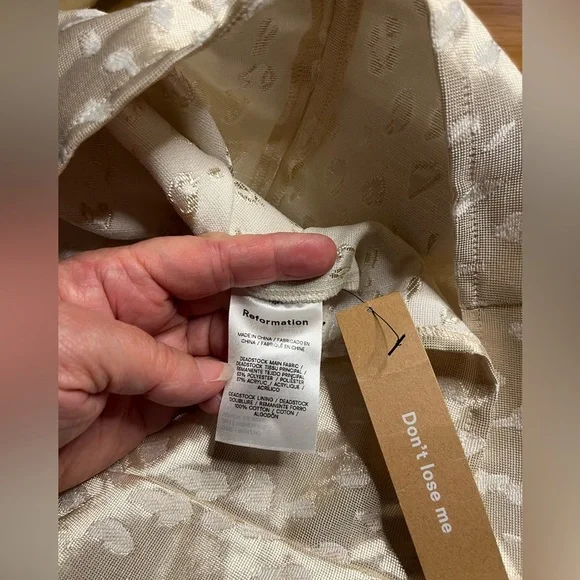 NWT Reformation- Ciaran Mini Dress in Ivory Brocade. Size 10 - Picture 7 of 10